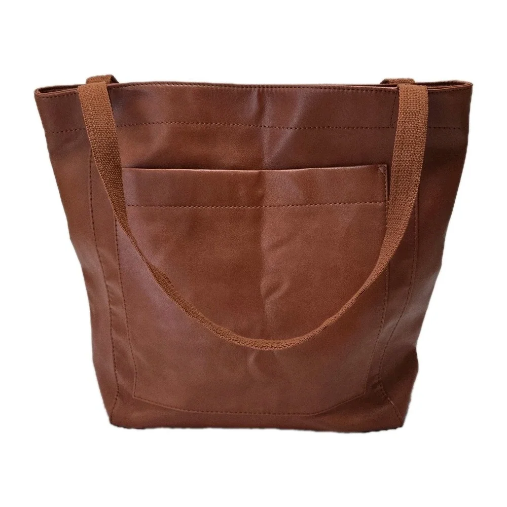 Faux Leather Burnt Orange Large Tote Inner‎ Pocket Outer Pocket Fall Autumn Girl